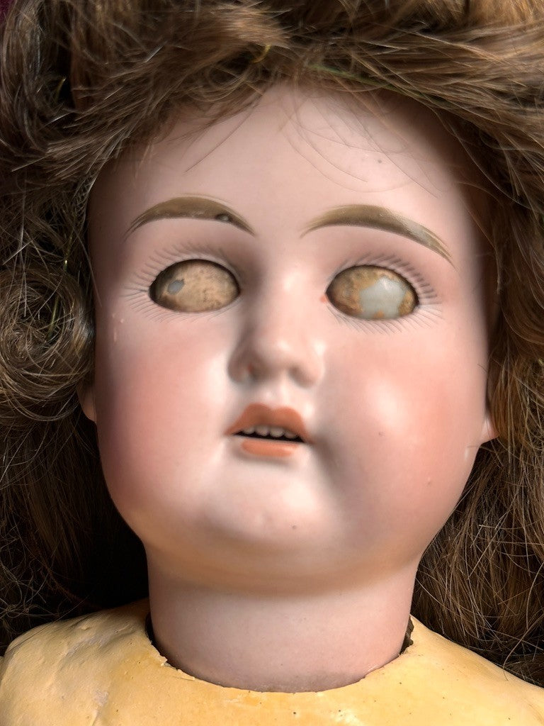 Antique German 18" Edmund Steiner marked EUSt Bisque Head Composition Body Doll