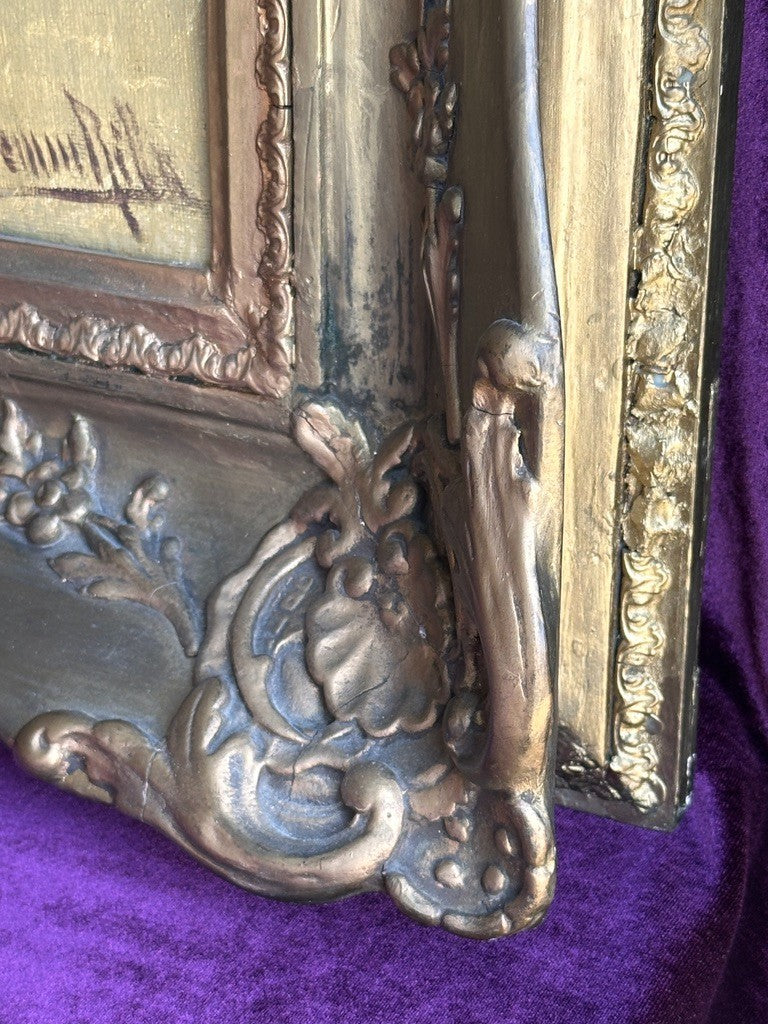 Ritta Boemm Oil Painting Käthe Kruse Dolls Signed Original Artwork in Gilt Frame