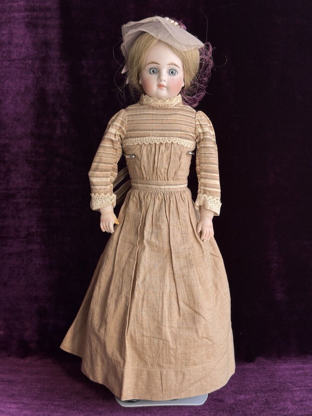 Antique German 16” Kestner (?) Solid Dome Head Belton Bisque Shoulder Head Doll