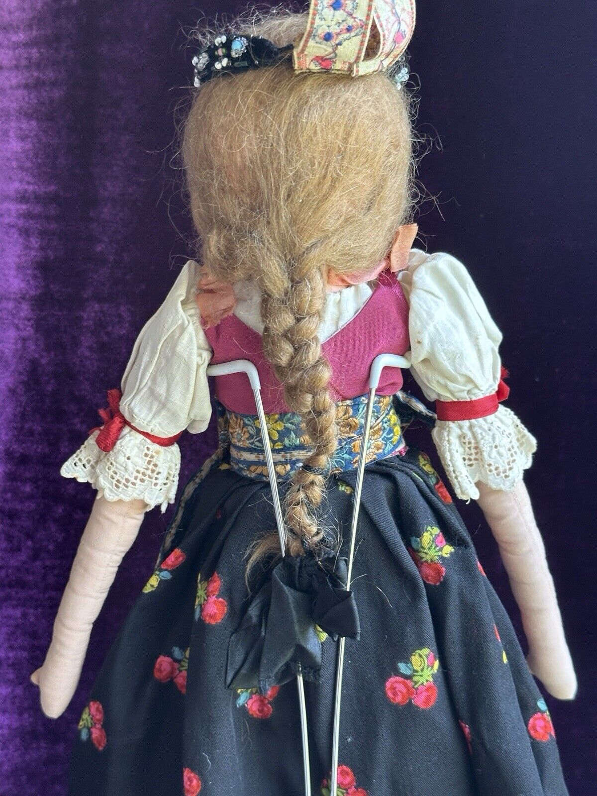 Antique Composition 23” Cloth Eastern European Boudoir Style Doll