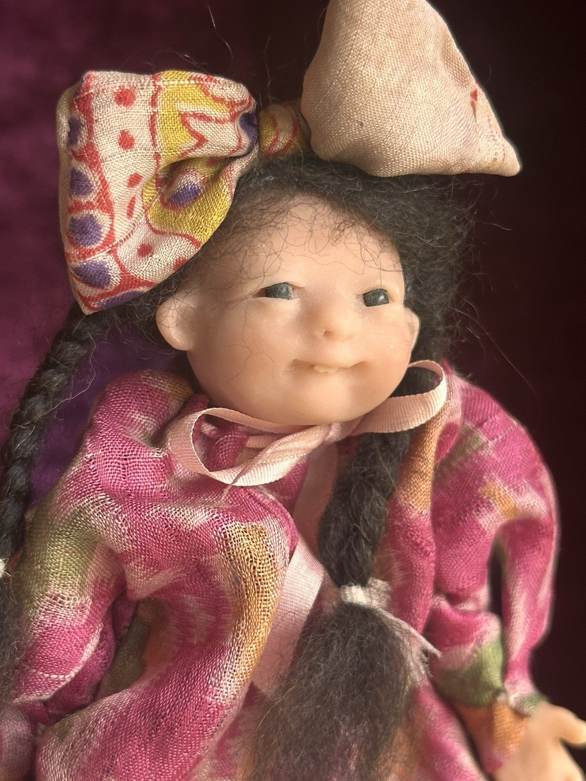 OOAK Miniature Handmade Elizabeth Cooper 6” Polymer Clay Cloth Girl Doll