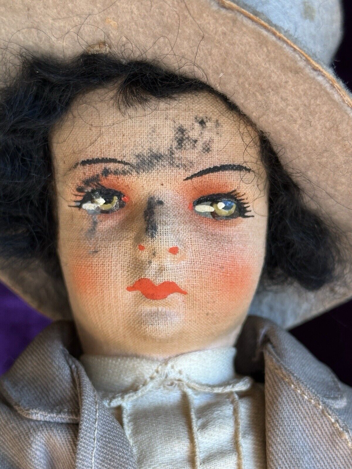 All Original Vintage Early Spanish 10.5” Munecas Pages Hard Mask Cloth Doll