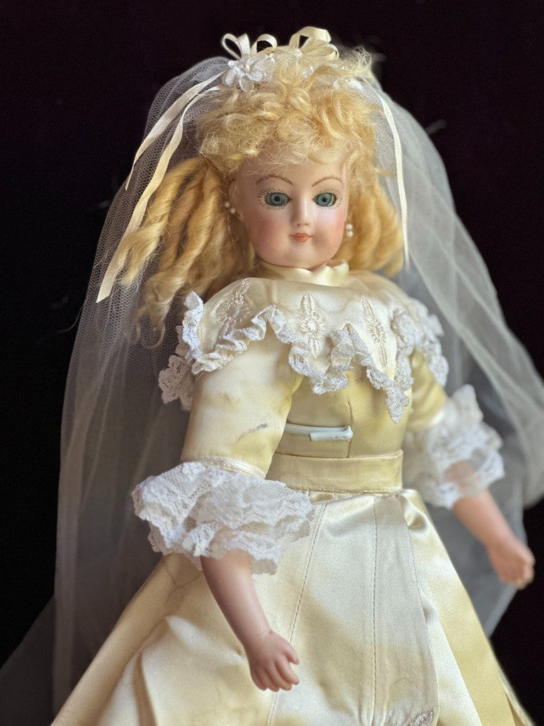 Vintage Porcelain 15” Reproduction of Antique French Gaultier Fashion Bride Doll