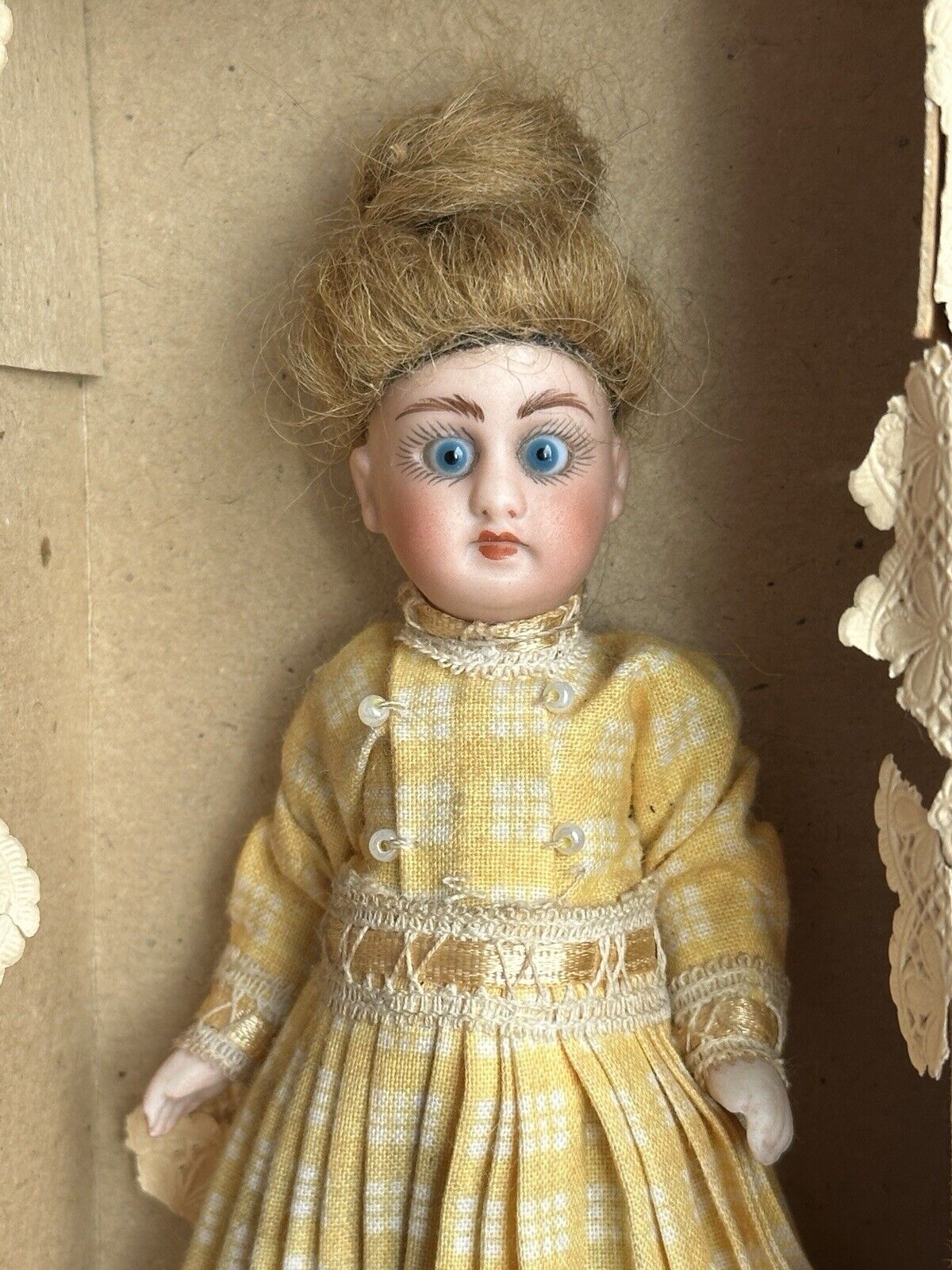 Rare Antique German Hertwig All Bisque Googly/Surprised Eyes Doll in Box