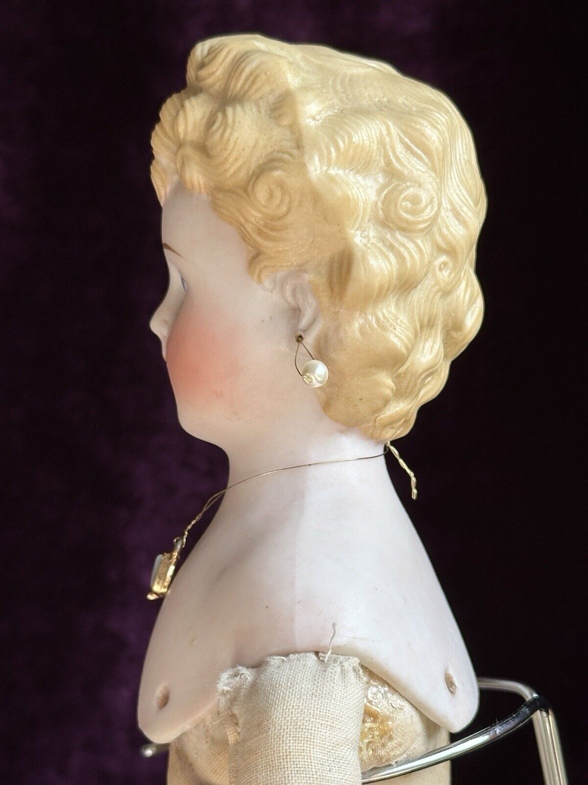 Rare Antique German 15” Parian China Bisque Shoulder Head Fashion Doll