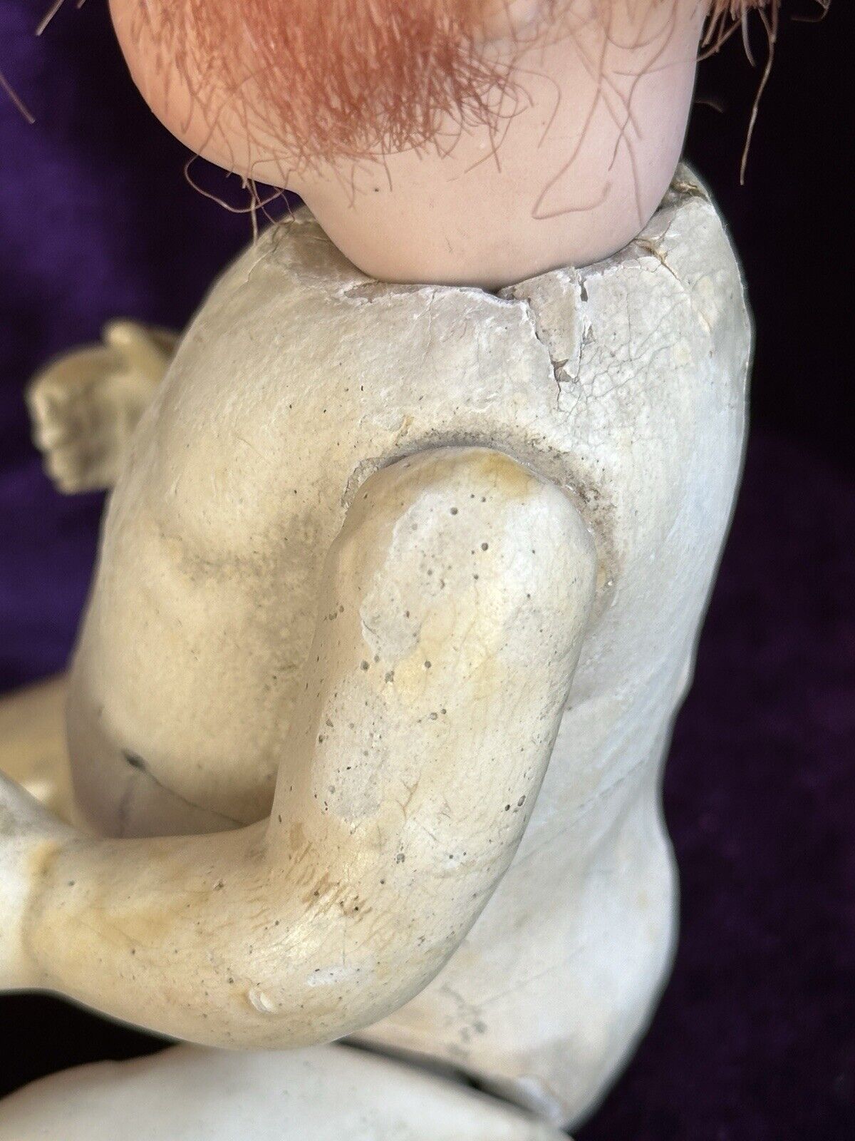 Antique German 8” Hermann Steiner Miniature Bisque Head Baby Doll