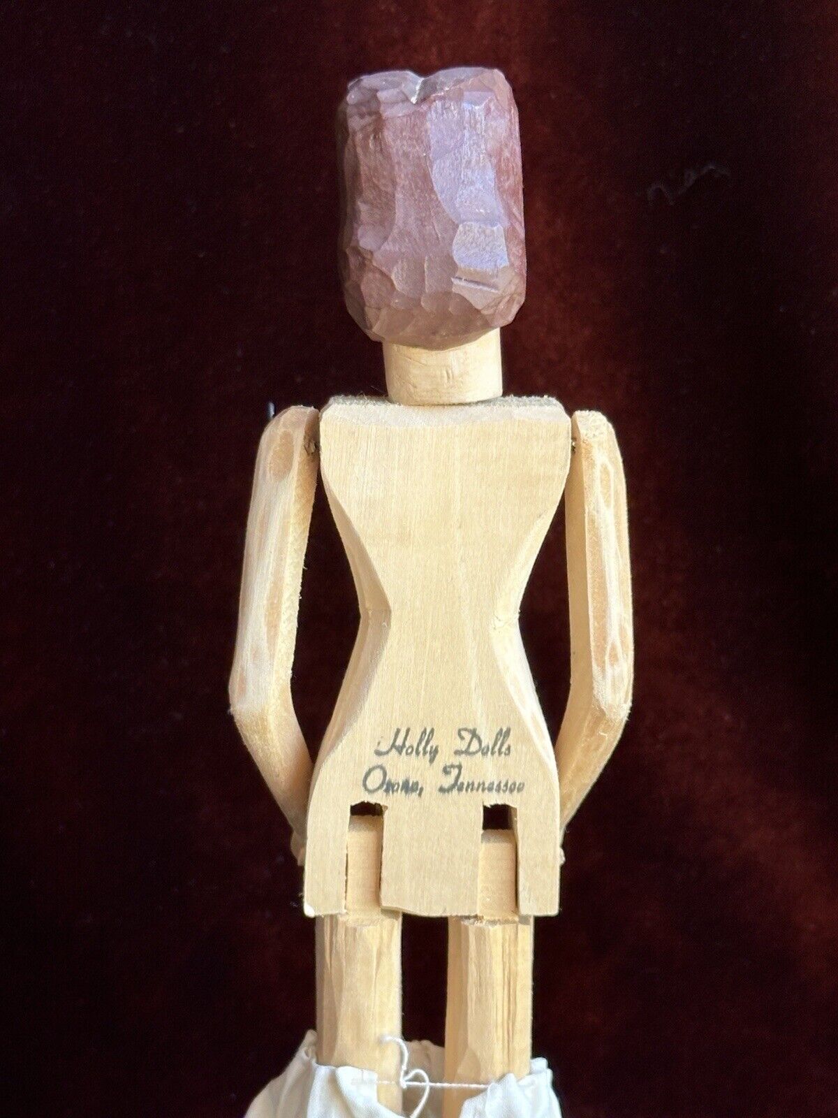 Vintage 10” Helen Bullard Signed Hand Carved Wooden Hitty Doll