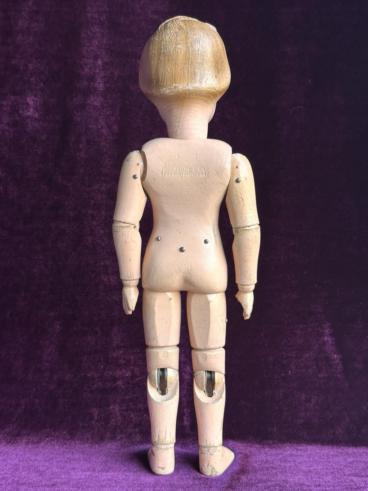 Antique American 15” Schoenhut 101 Series Wooden Jointed Girl Doll Molded Hair