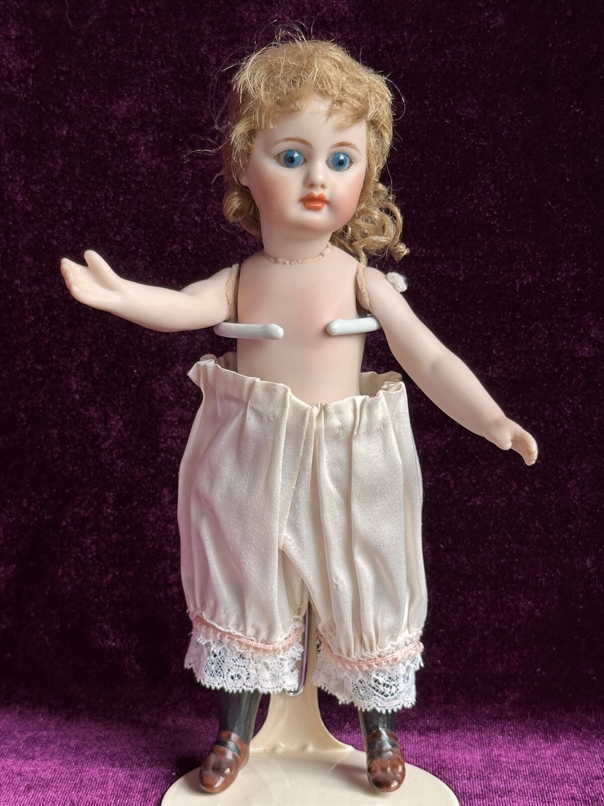 Porcelain 7” Reproduction of Antique Simon Halbig Mignonette Doll with Baby