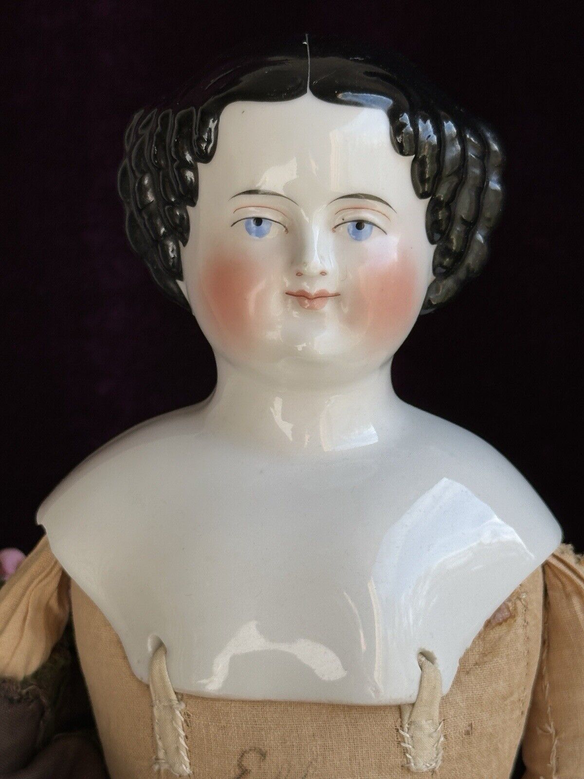 Antique German 20” Flat Top Highbrow China Shoulder Head Doll