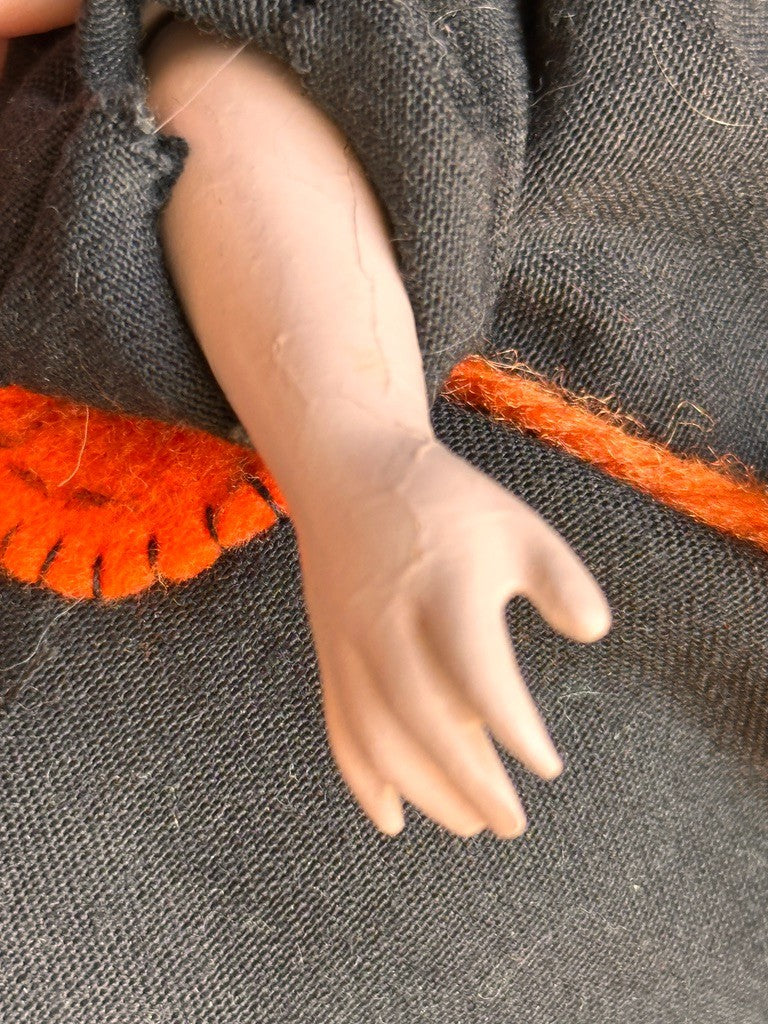 Porcelain/Composition UFDC (?) Artist Two-Faces 9.25" Halloween Girl/Witch Doll