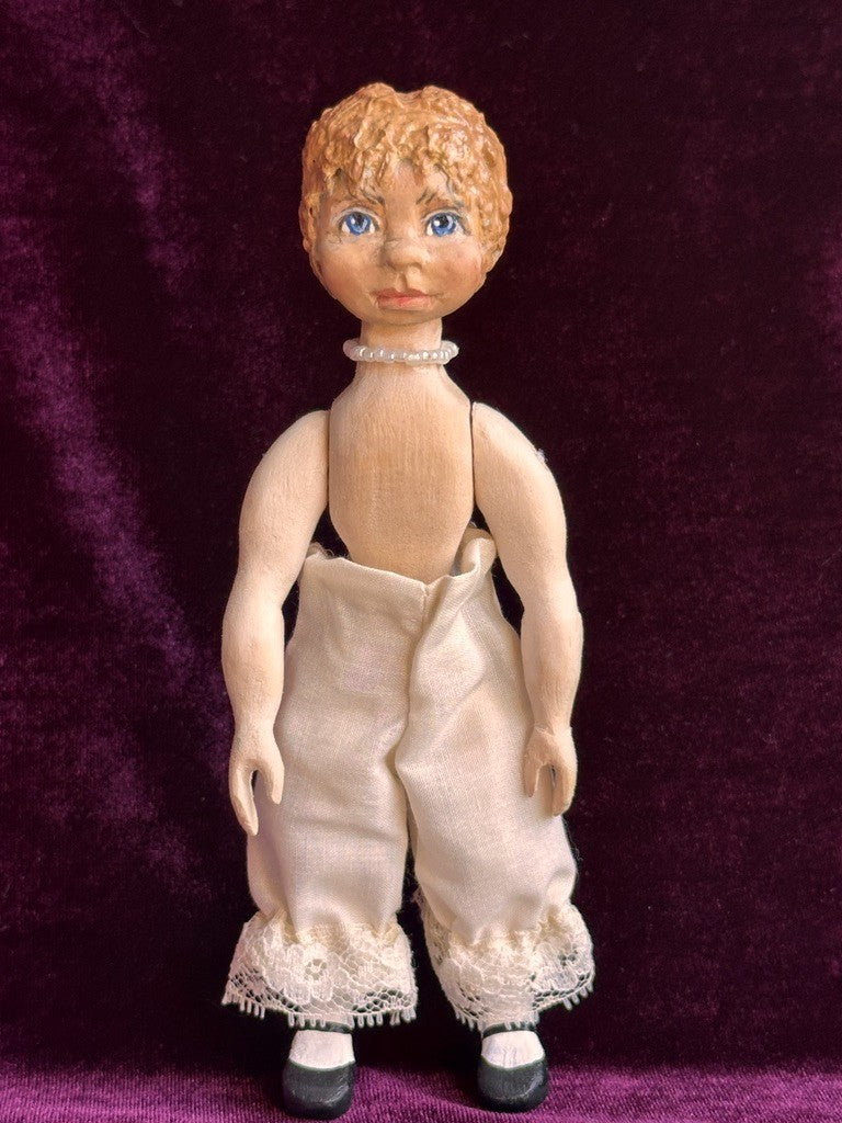 Collectible Handcarved 6.75" Wooden Hitty Girl Doll By Artist Connie Hardt