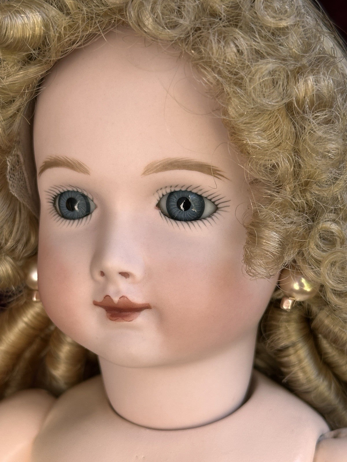 Vintage 17” Porcelain Compo Reproduction of Antique French Jumeau Triste Doll