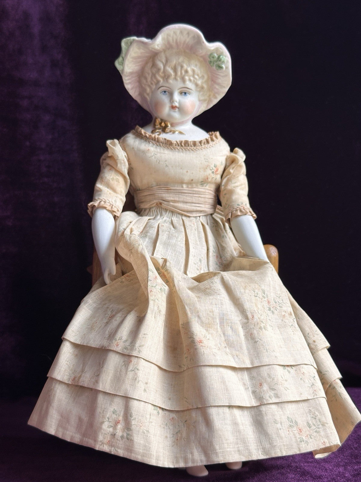 Vintage Porcelain 14.5” Reproduction of Antique Hertwig Parian China Head Doll