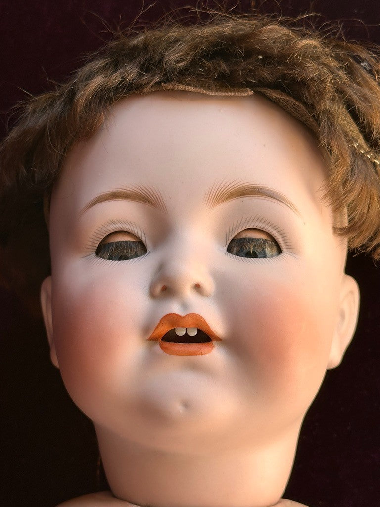 Rare Antique German 24" Bruno Schmidt 1294 Bisque Head Toddler Character Doll