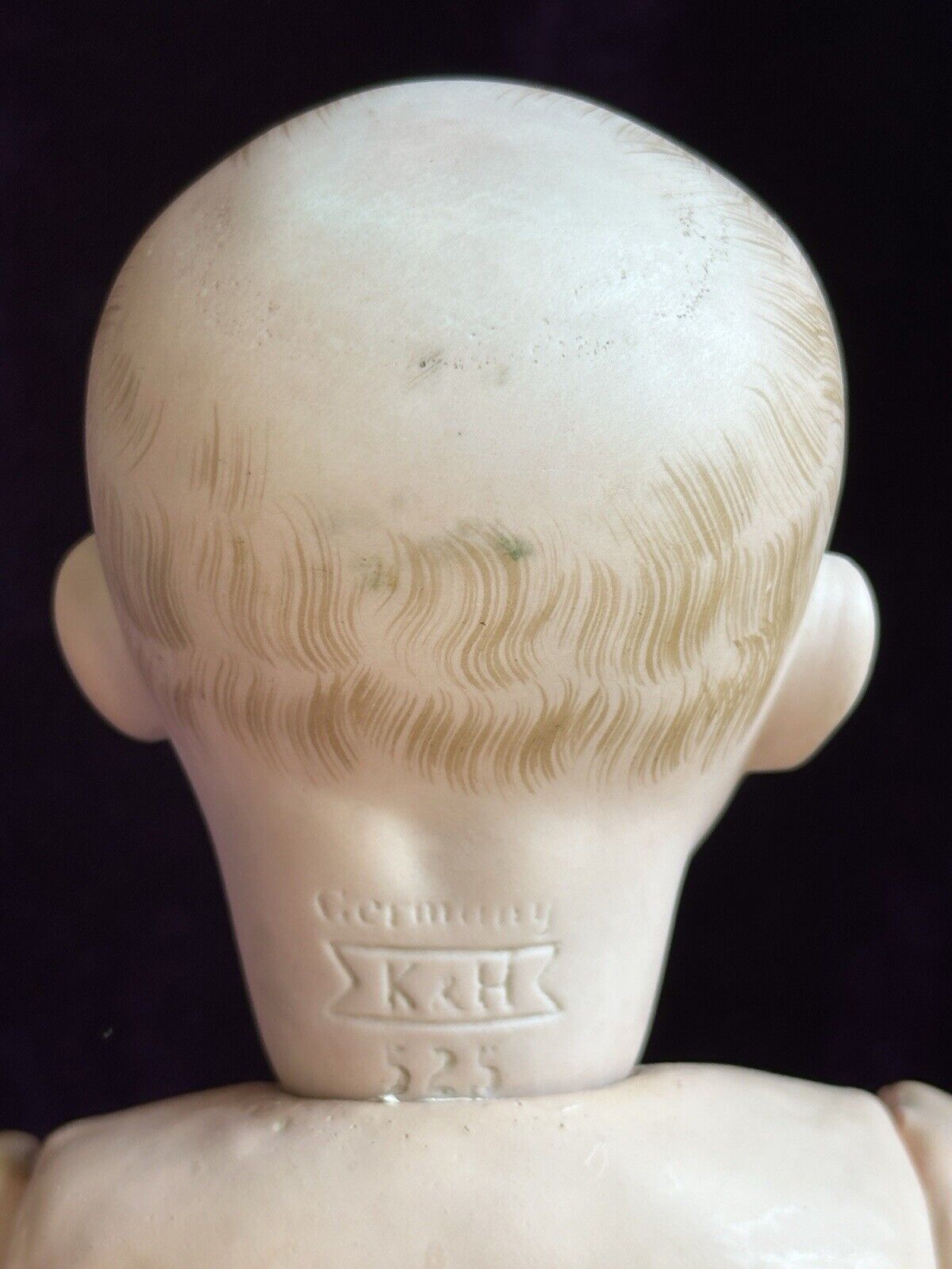 Antique German 11” Kley Hahn 525 Solid Dome Bisque Head Baby Doll Intaglio Eyes