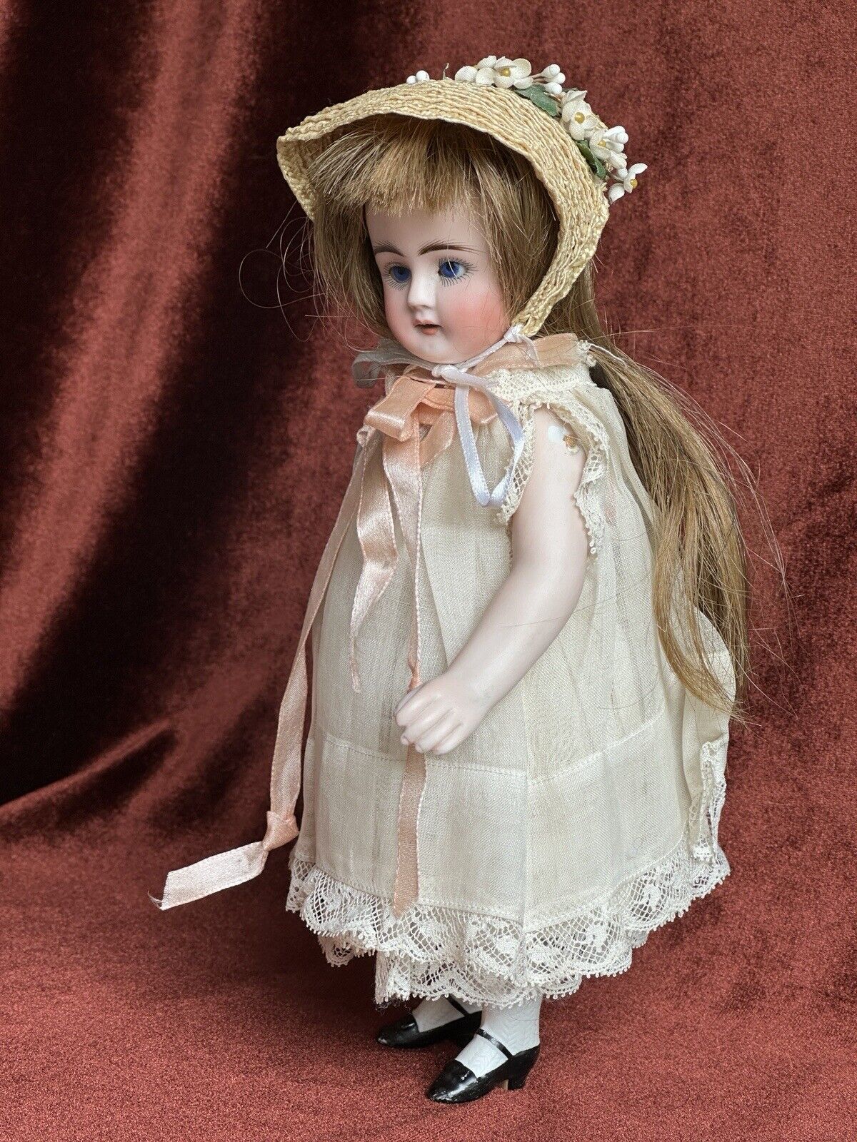 Antique German 8” All Bisque Gebruder Kuhnlenz (?) 49-12 Mignonette Doll