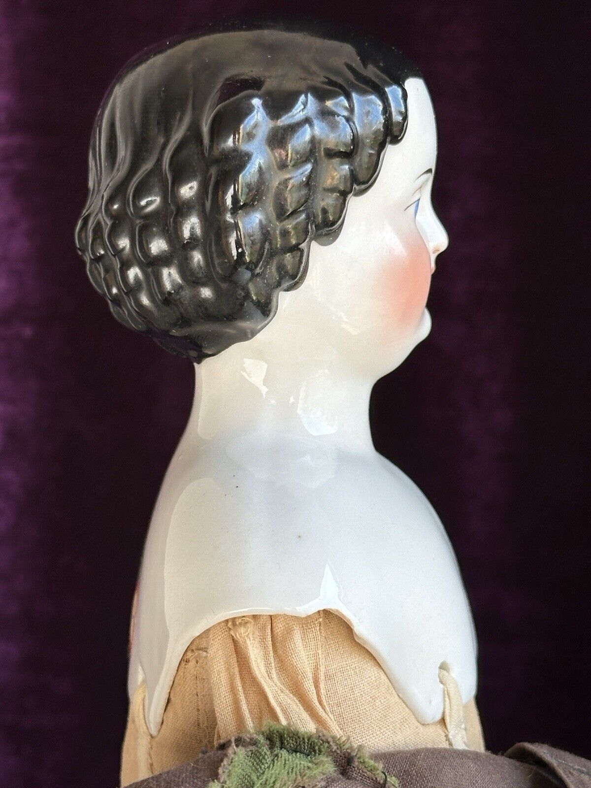 Antique German 20” Flat Top Highbrow China Shoulder Head Doll