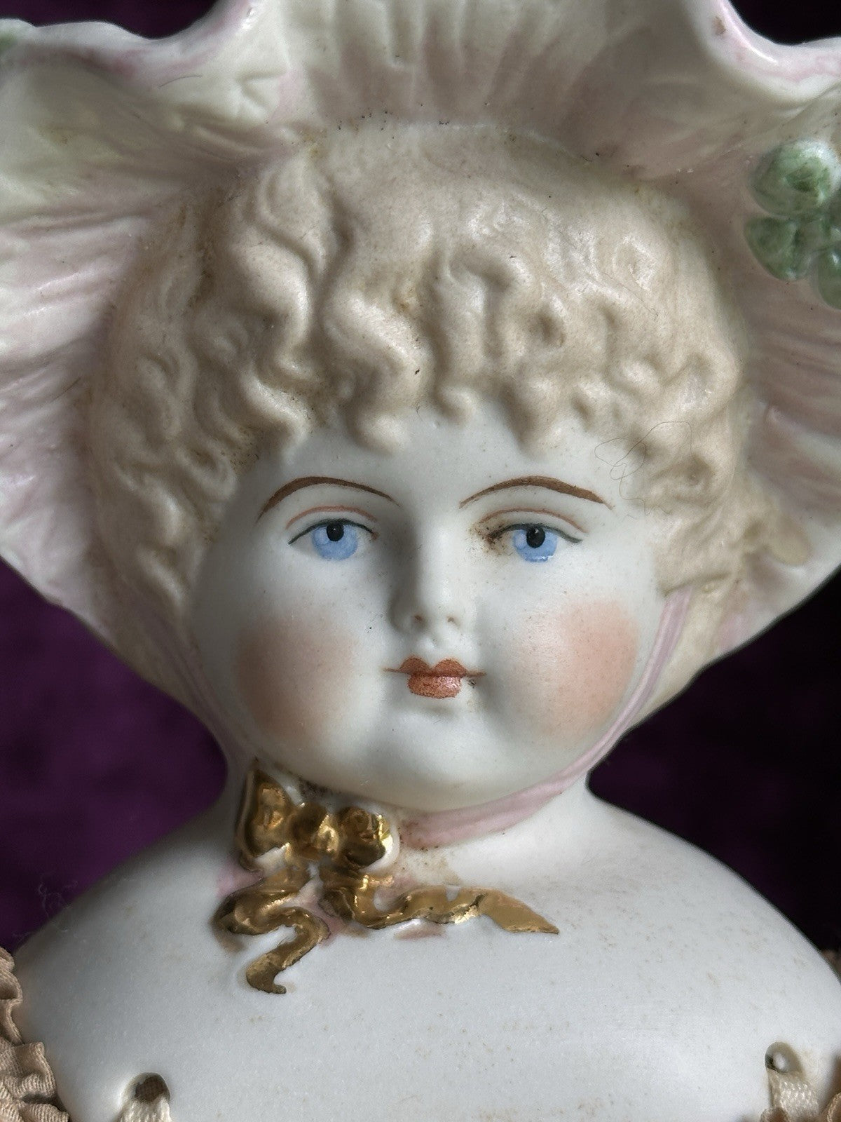 Vintage Porcelain 14.5” Reproduction of Antique Hertwig Parian China Head Doll