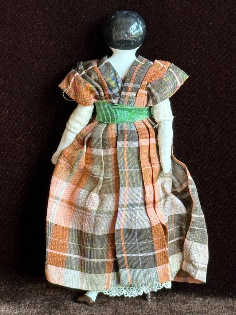 Antique German 6.5” Bisque Cloth Miniature Dollhouse Lowbrow China Doll