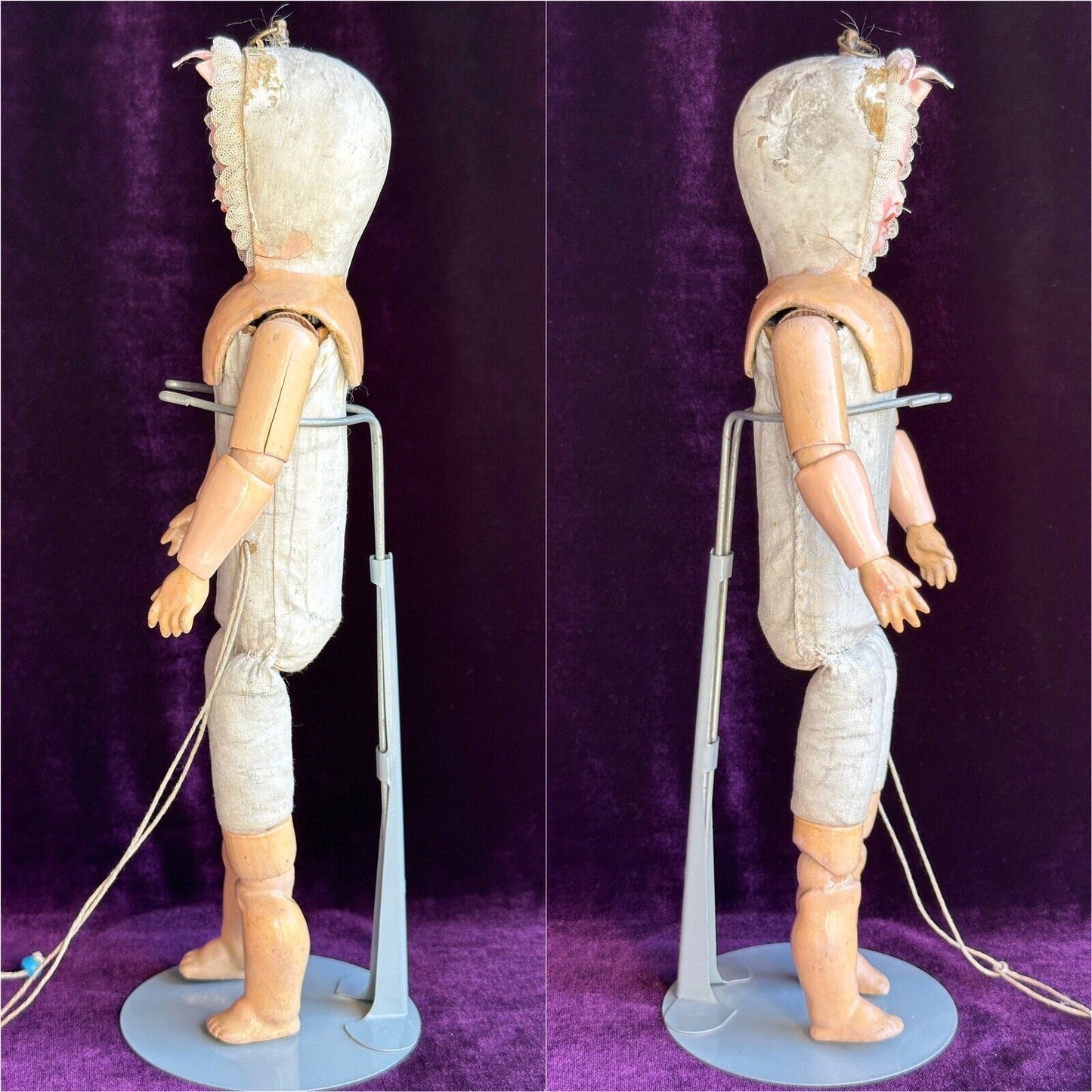 Antique German 14” Carl Bergner 3-Faces Multifaceted Bisque Head Doll