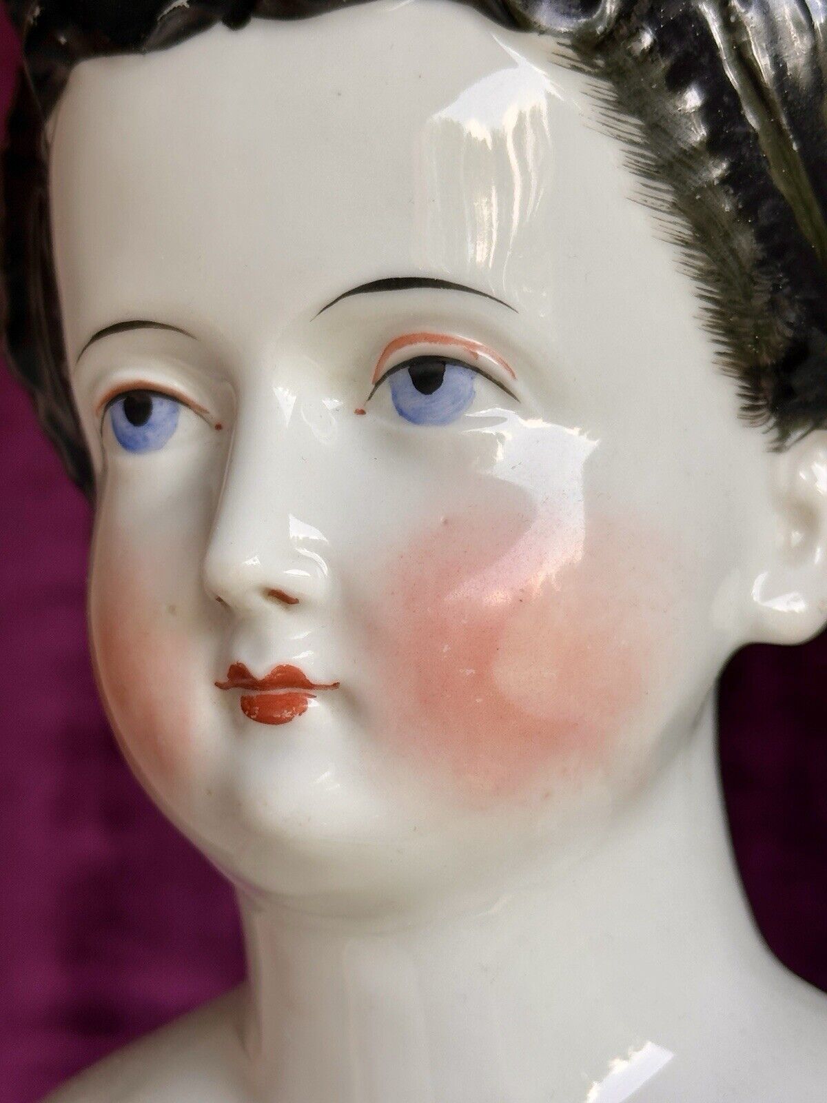 Very Rare Large 25.5” Antique German Brunette China Shoulder Head Doll
