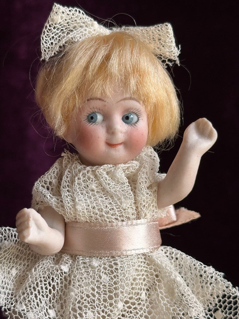 Antique German 4.5” Kestner 292 All Bisque Googly Eyes Doll