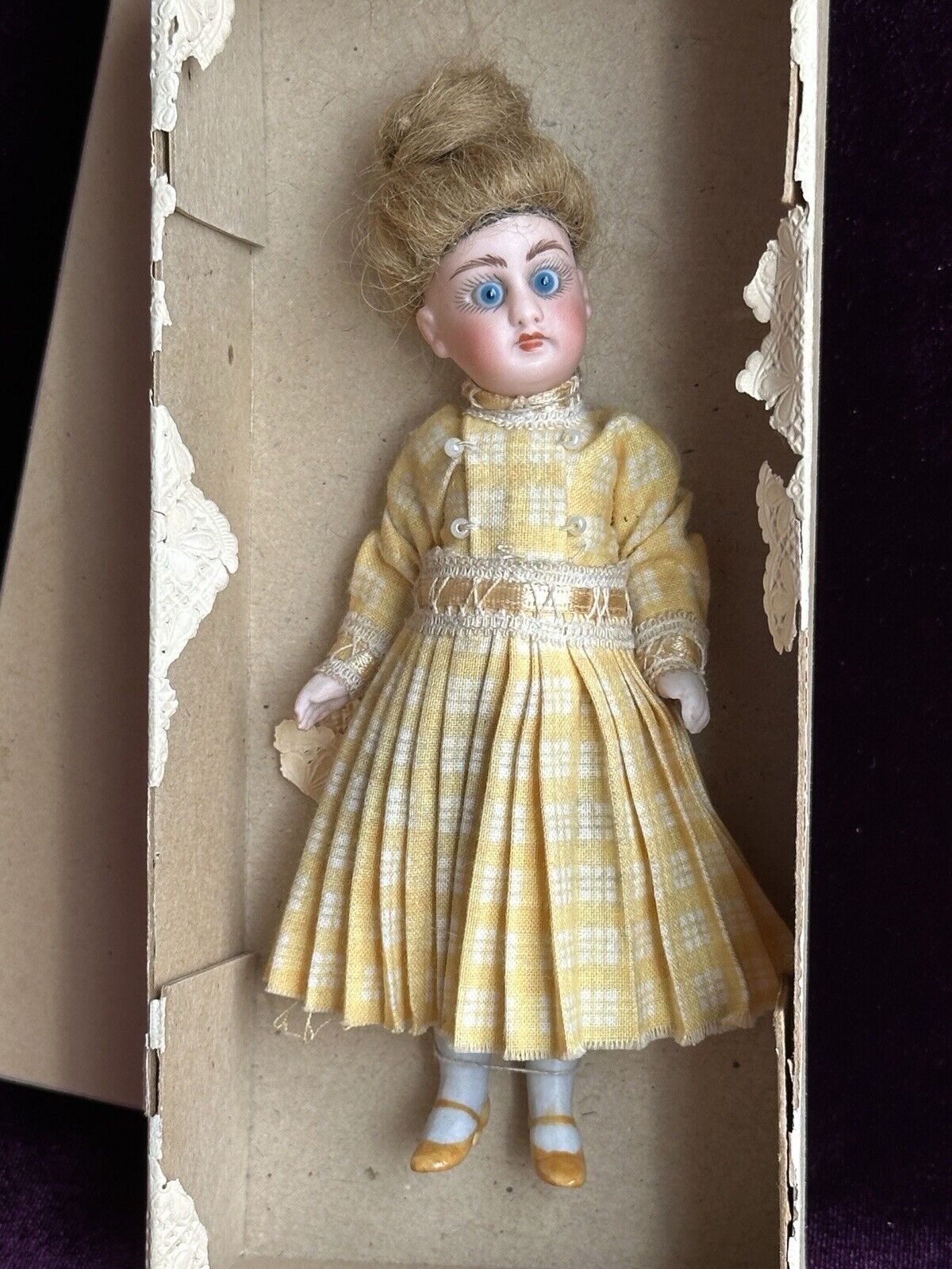 Rare Antique German Hertwig All Bisque Googly/Surprised Eyes Doll in Box