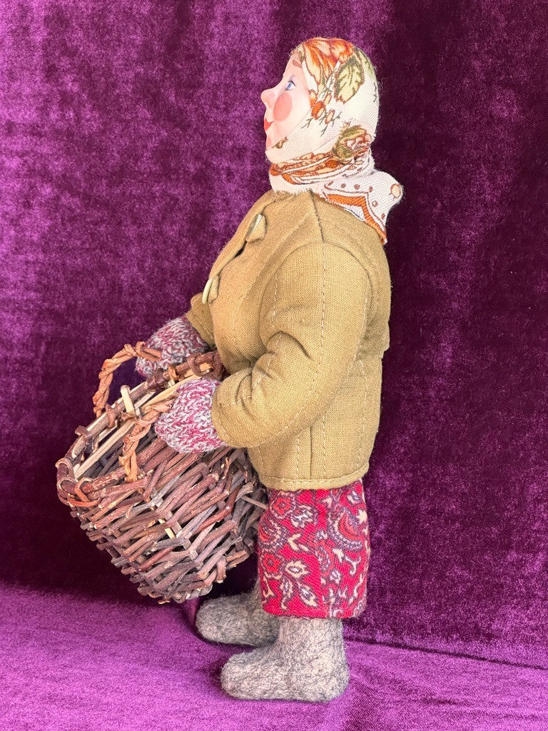 Vintage 11" USSR Terracotta/Ceramics Traditional Russian Rural Woman Doll