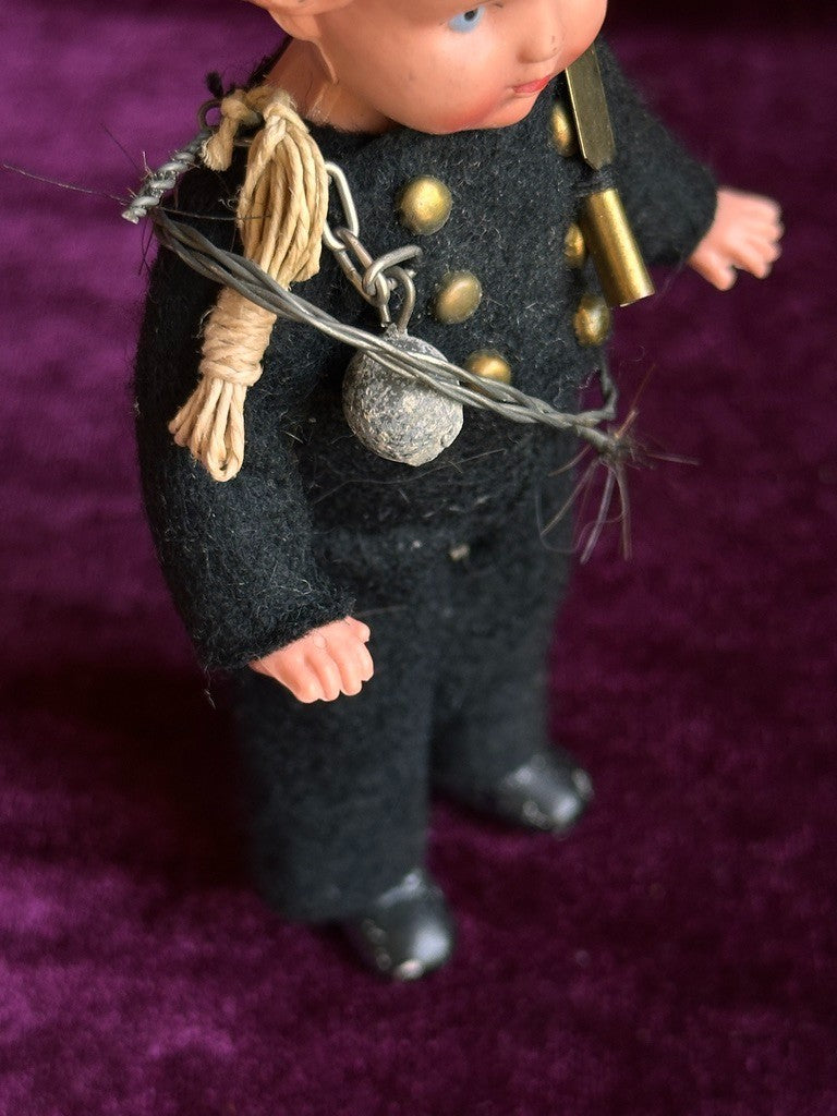 Vintage German 5.625" Miniature Dollhouse Plastic Celluloid Chimney Sweeper Doll