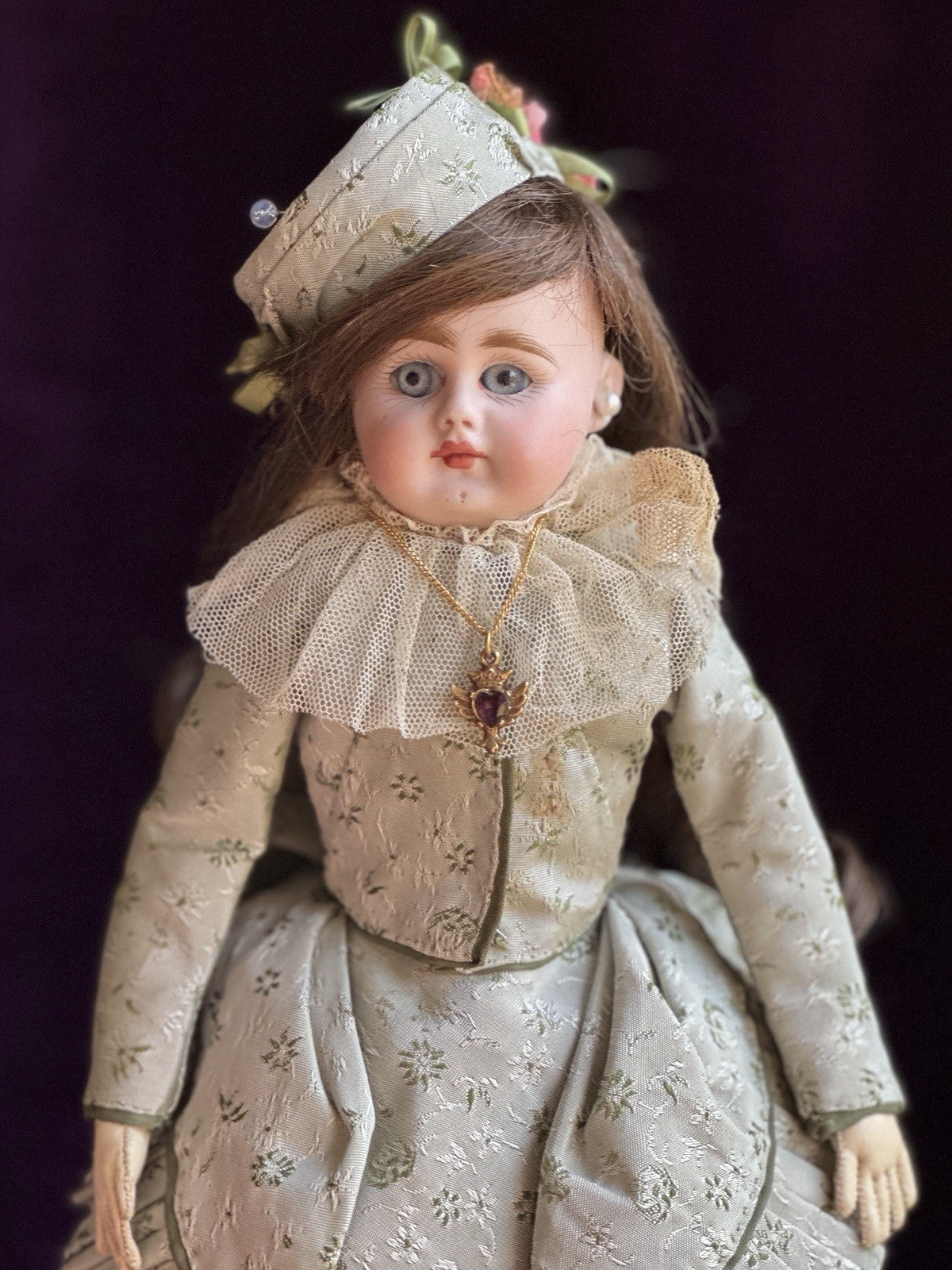 Unidentified 13” Antique French/German 902 or 909 Solid Bisque Head Fashion Doll