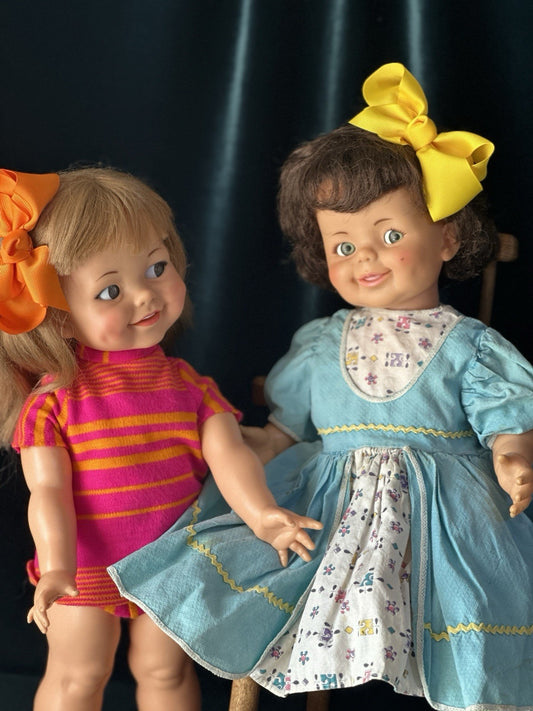 Lot Of 2 Vintage 1960’s Ideal Hard Plastic/Vinyl Giggly Dolls Flirty Eyes