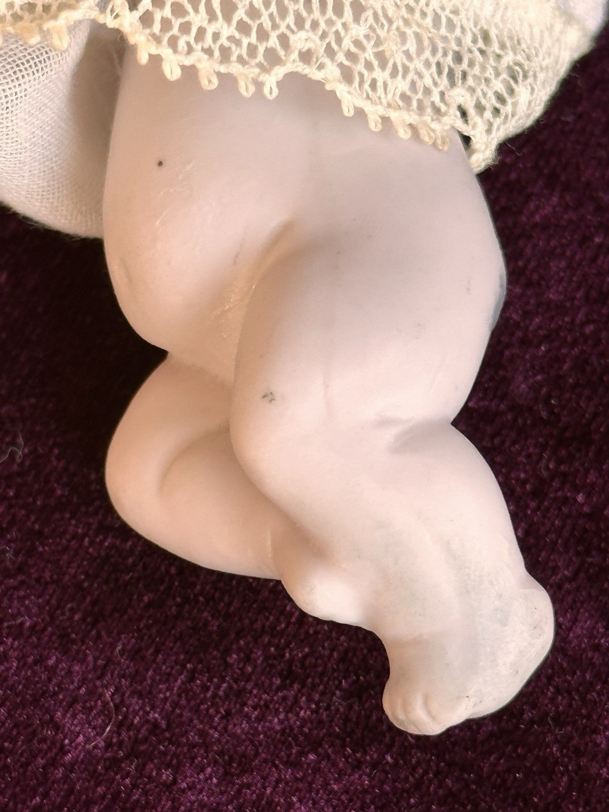 Antique German 3.375” All Bisque Hertwig Miniature Baby Doll Molded Bottle
