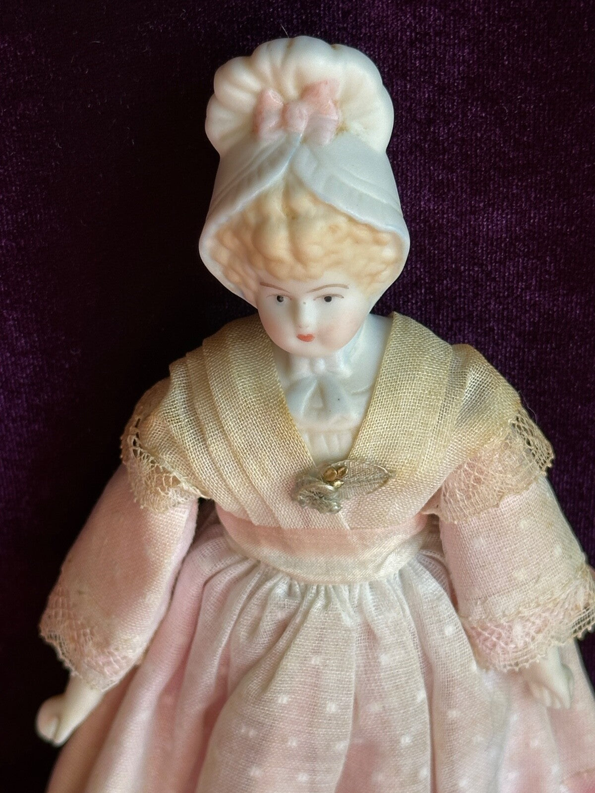 Vintage 8.25” Miniature Reproduction of Antique German Hertwig Parian Doll