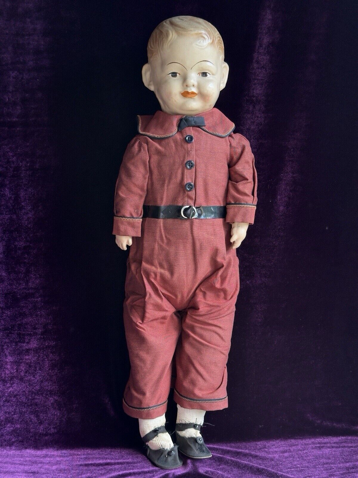 Antique 25” Elektra American Toy & Novelty Company (?) Composition Boy Doll