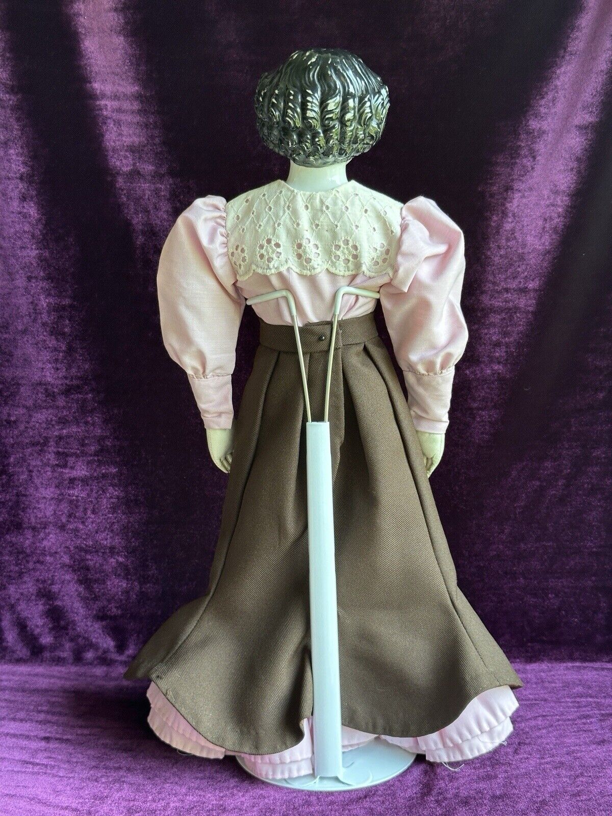 Antique German 19” China Shoulder Head Brunette Victorian Fashion Doll