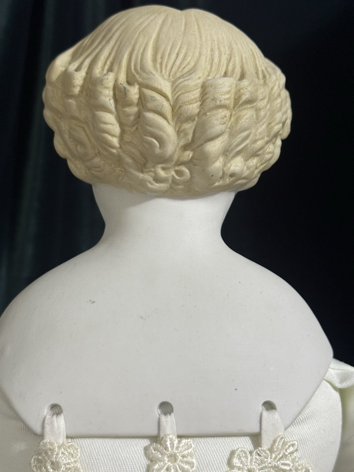 Antique German 28” Flat Top Highbrow China Parian Shoulder Head Blonde Doll