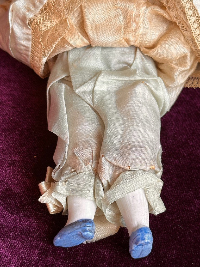 Rare Antique German Hertwig 6.75” Bisque Molded Torso Character Dollhouse Doll