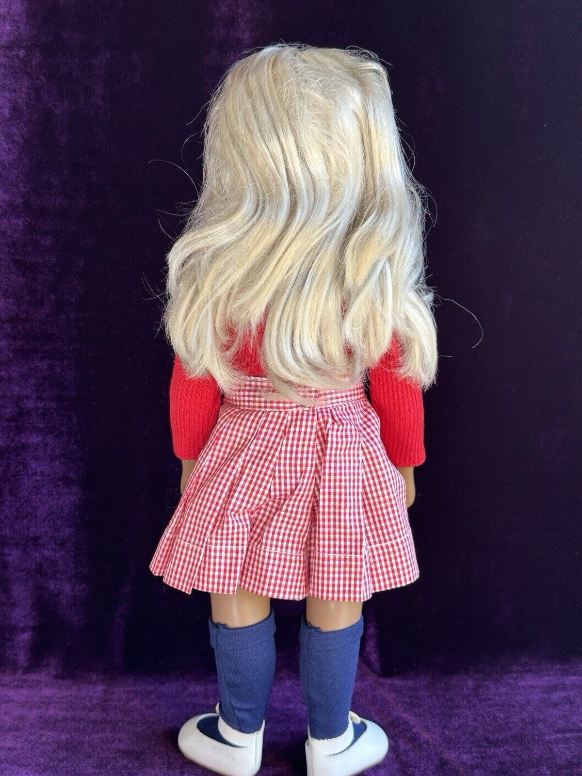 Vinyl Trendon Sasha Blonde Gingham Girl Doll England with Box Winter Outfit