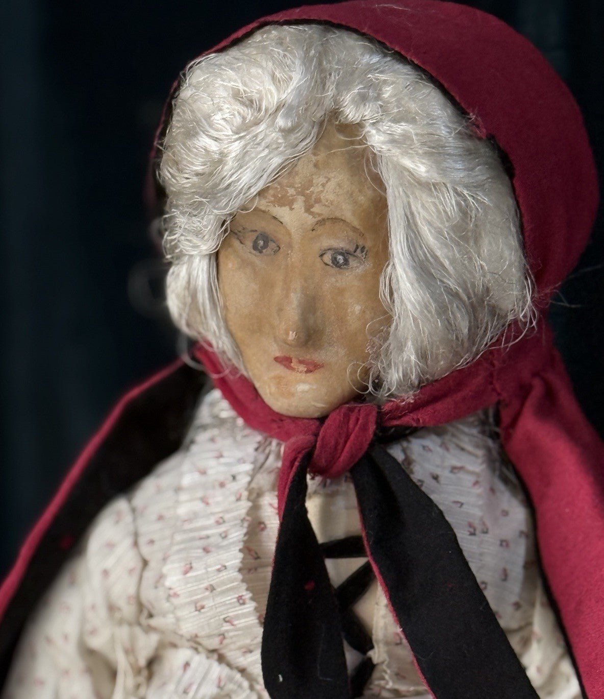 Unidentified Antique (?) Old Lady 26” Cloth/Leather Doll