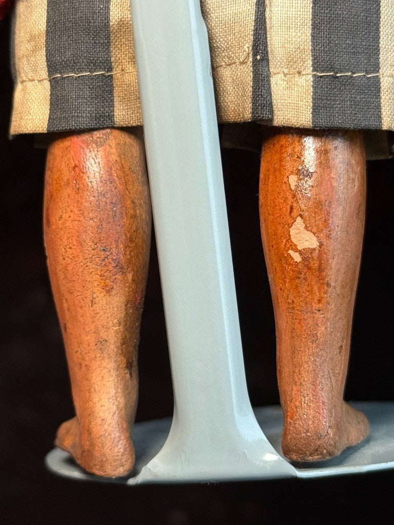 Pair Antique French 9” Terracotta Cloth Fisherman & Fisherwoman Folk Art Dolls