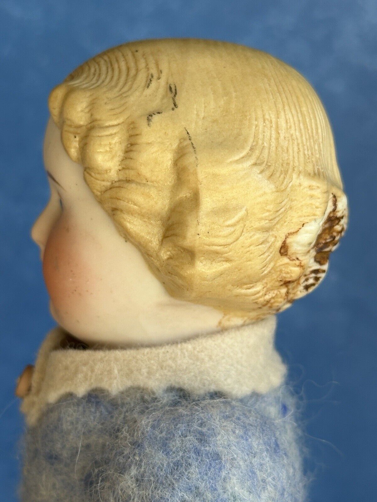 2 OOAK Antique German Parian Bisque Head Dolls Artist Redesign Felted Bodies