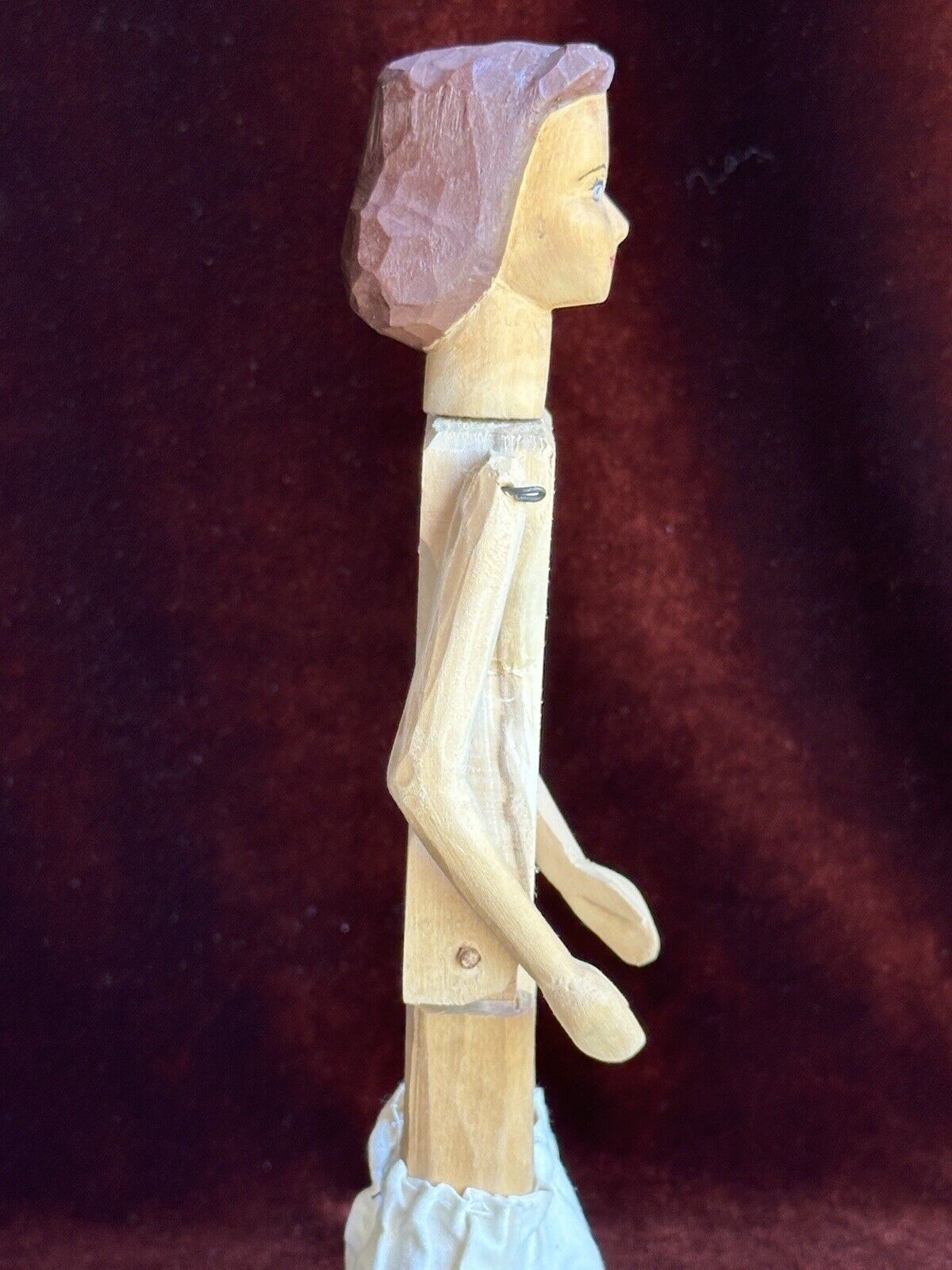 Vintage 10” Helen Bullard Signed Hand Carved Wooden Hitty Doll