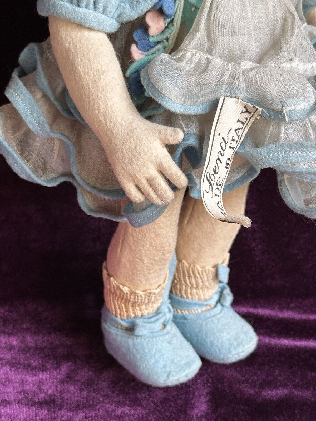 Vintage Italian All Original 12” Lenci 111/2000 Series Felt Cloth Doll Tagged