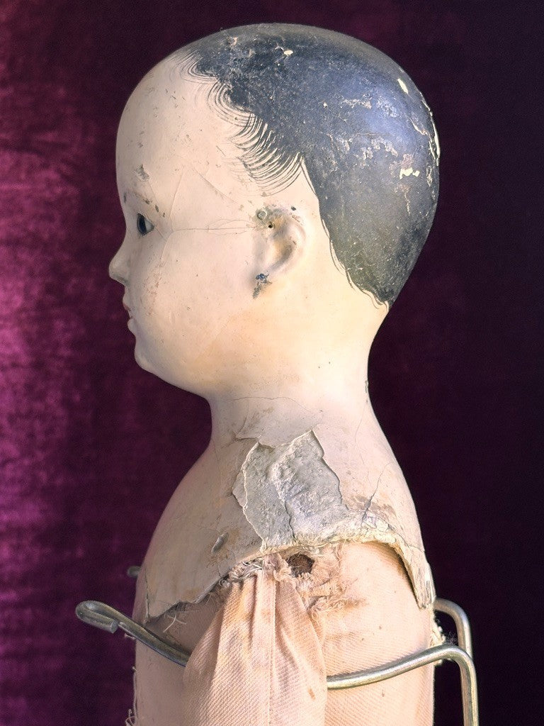 Large Antique French Andreas Voit Pauline 28" Papier Mache Doll