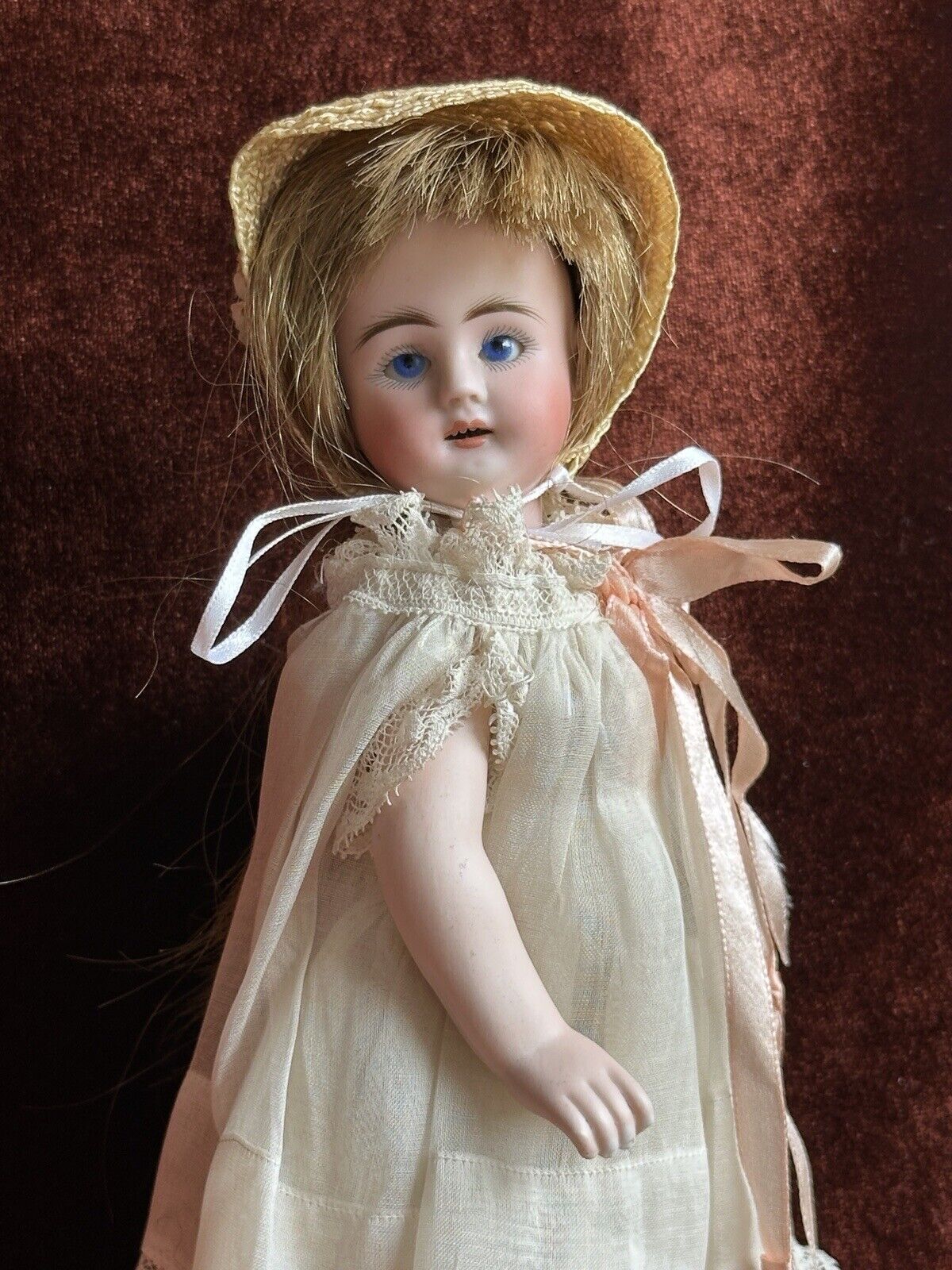 Antique German 8” All Bisque Gebruder Kuhnlenz (?) 49-12 Mignonette Doll