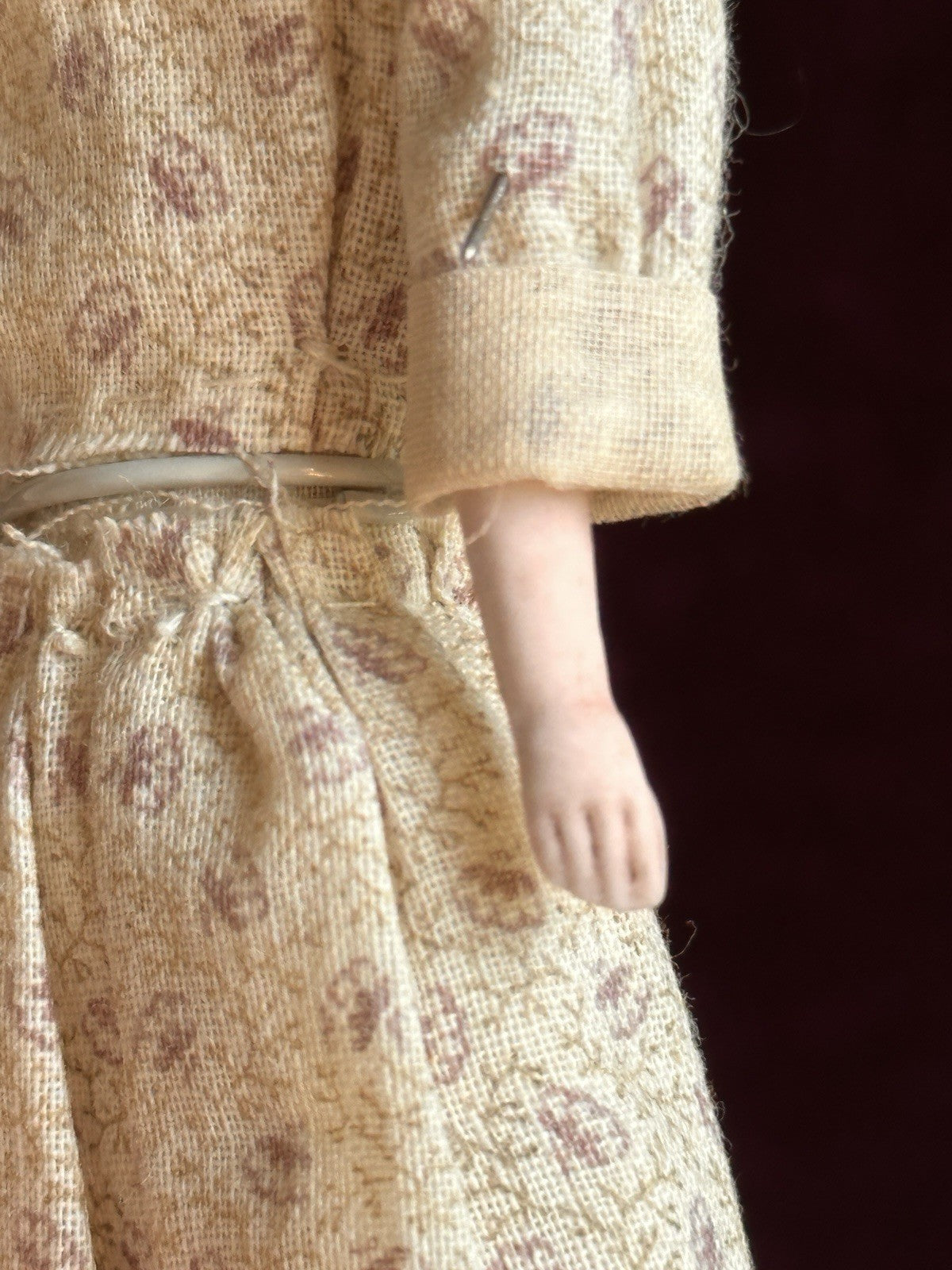 Antique German 5.75” Bisque Cloth Miniature Dollhouse Parian Doll with Bun