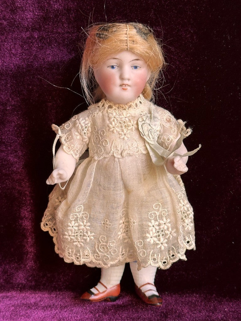 Lot of 2 Antique German Miniature Kestner 150 All Bisque Mignonette Dolls