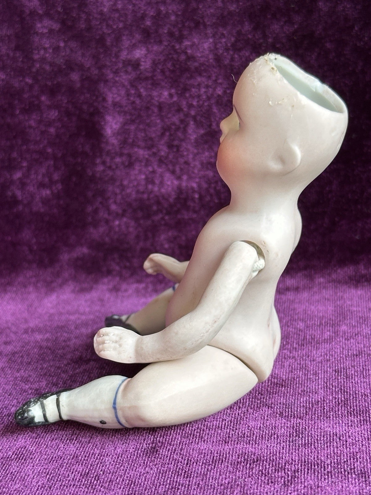 Rare Antique German 4.25” Kestner 184 All Bisque Mignonette Doll with Bent Legs