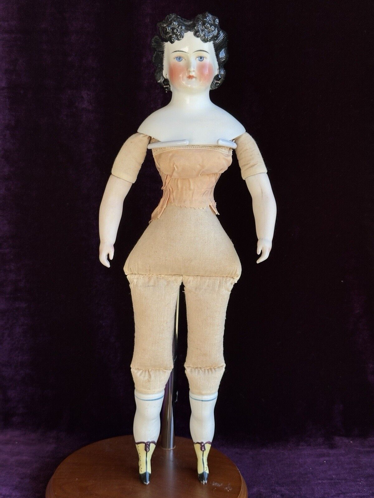 Rare Antique German 17.5” Countess Dagmar Style Brunette China Head Doll